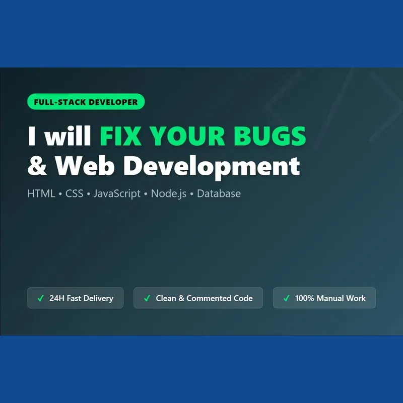 v1:da0fb74bd18d HTML, CSS, JavaScript, and Node.js bug fixes within 24 hours